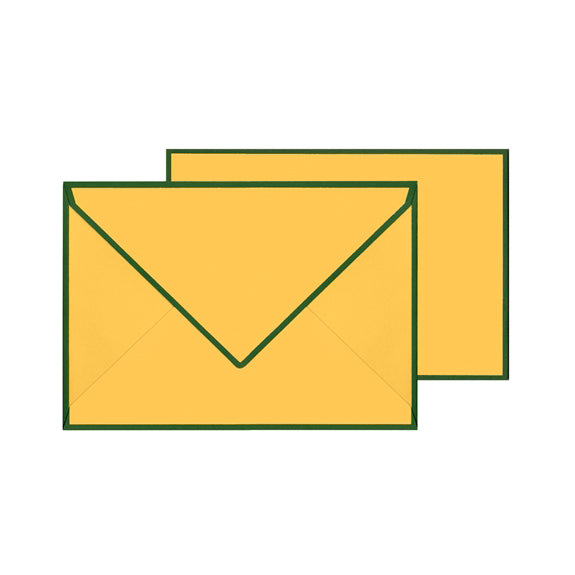 Original Crown Mill Color Edge 4 x 6 Note Card and Envelope Box mango dark green