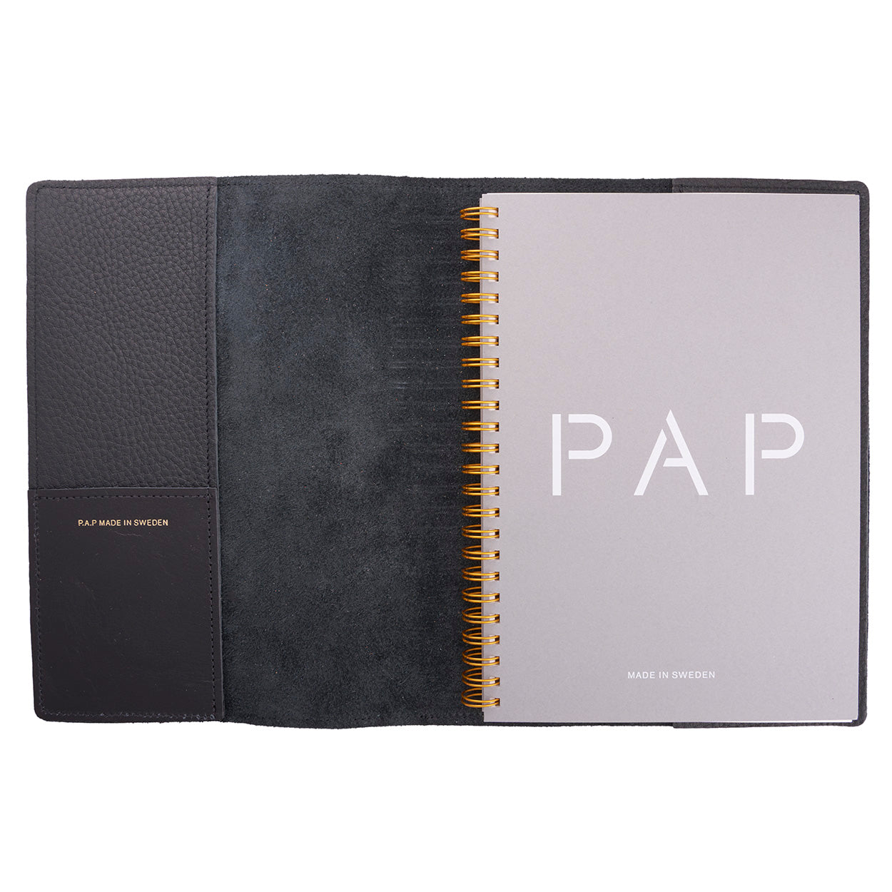 PAP Albin Leather Notebook Cover A5 - Black Soft - Made in Sweden