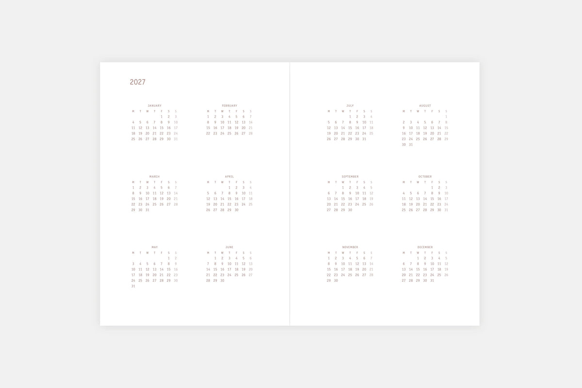 Everyday 2026 Daily Calendar  - Fountain Pen Friendly Planner - Made in Poland yearly spread