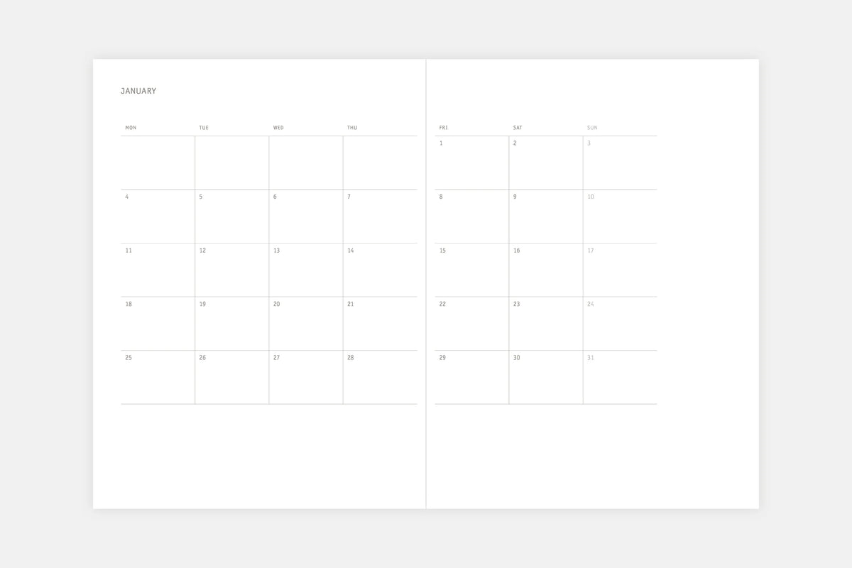 Klasyk 2027 Calendar - Fountain Pen Friendly Calendar - Monthly Spread