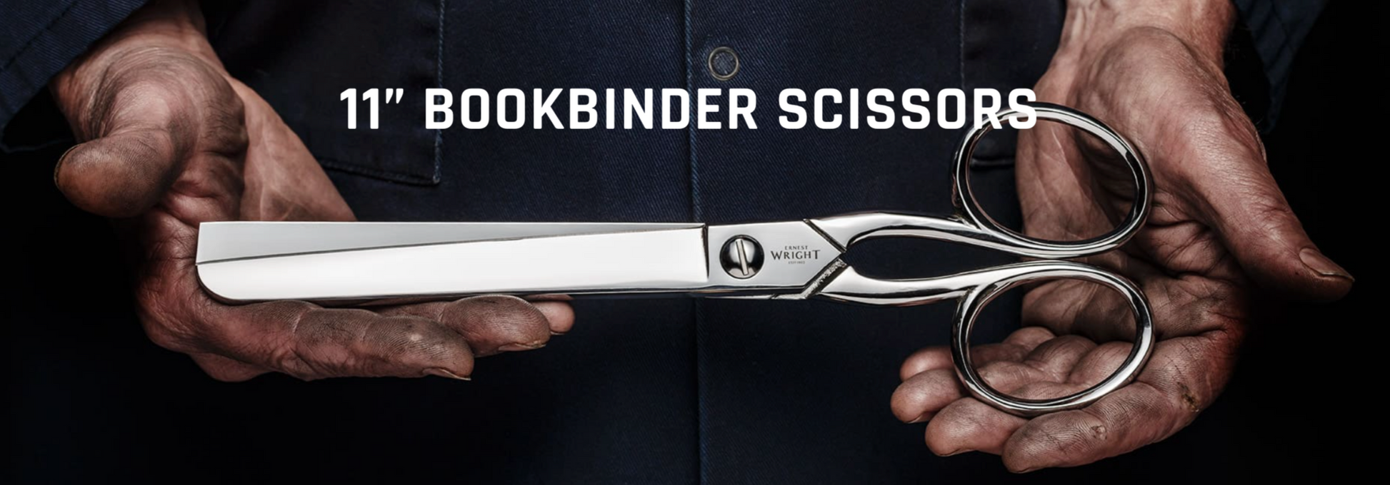 Ernest Wright Bookbinder 11 inch Scissors in hands