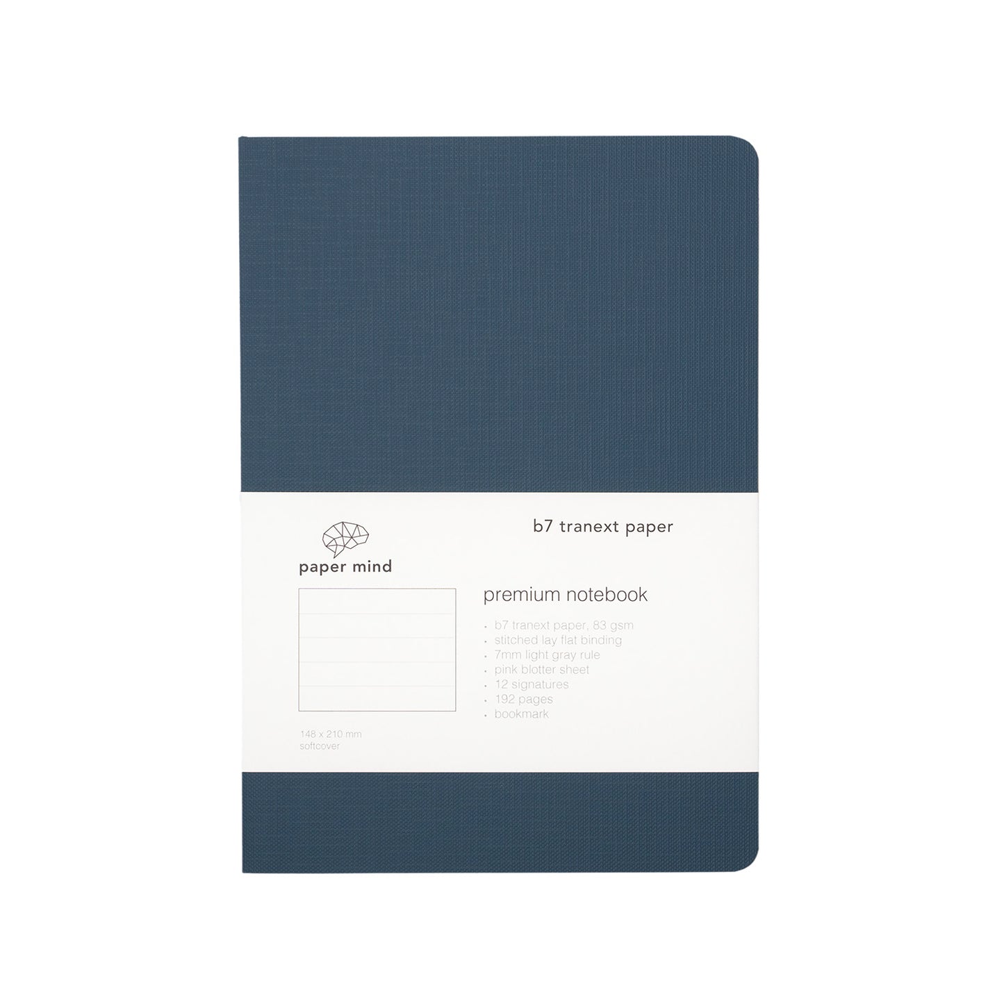 The Paper Mind B7 Tranext Paper Notebook A5 Front Ruled Blue Pre Order fountain pen friendly made in Japan