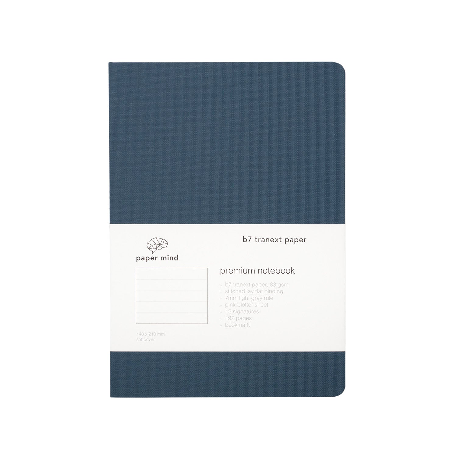 The Paper Mind B7 Tranext Paper Notebook A5 Front Ruled Blue Pre Order fountain pen friendly made in Japan