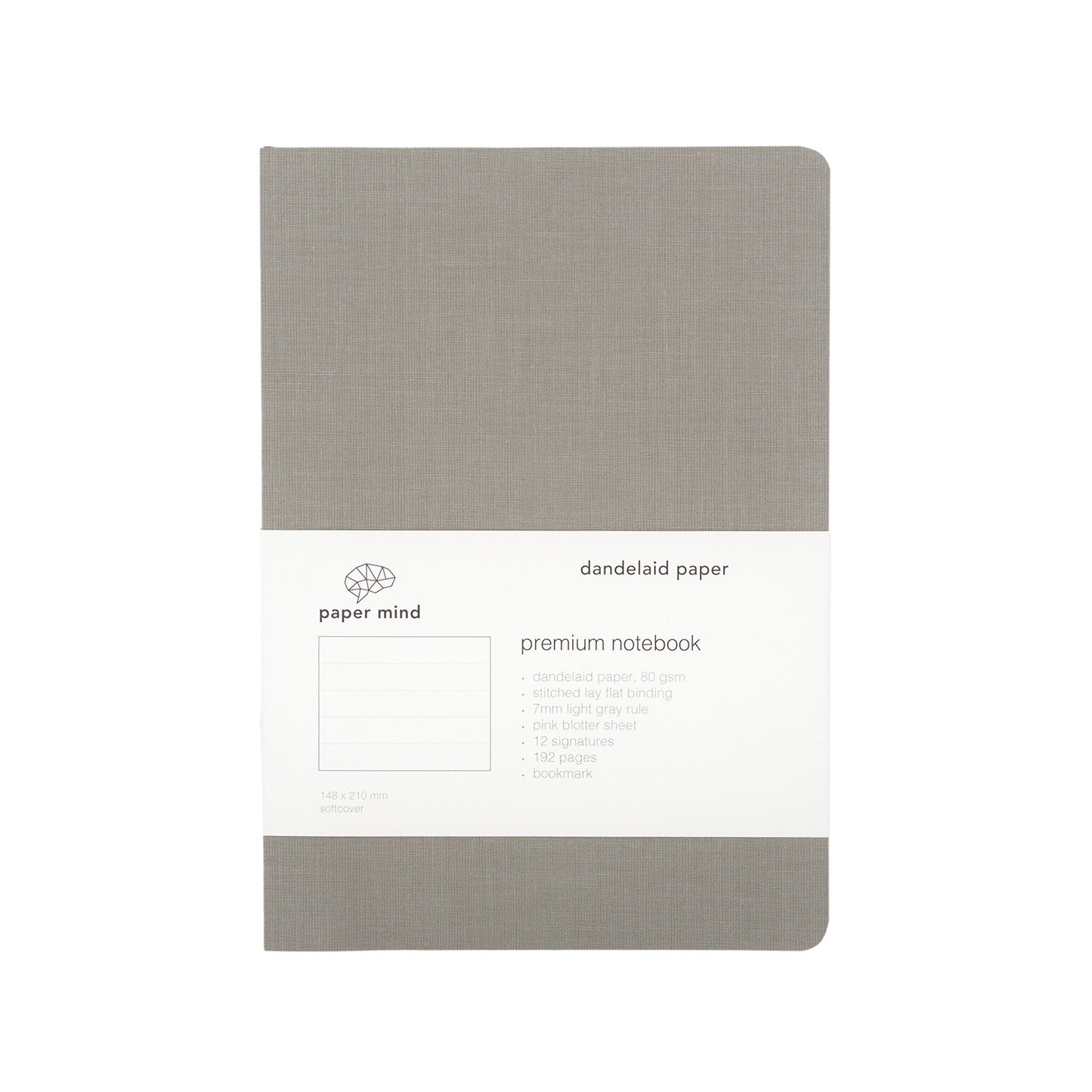 The Paper Mind Dandelaid A5 Notebook Light Gray Ruled front pre order Fountain Pen Friendly Notebook Made in Japan