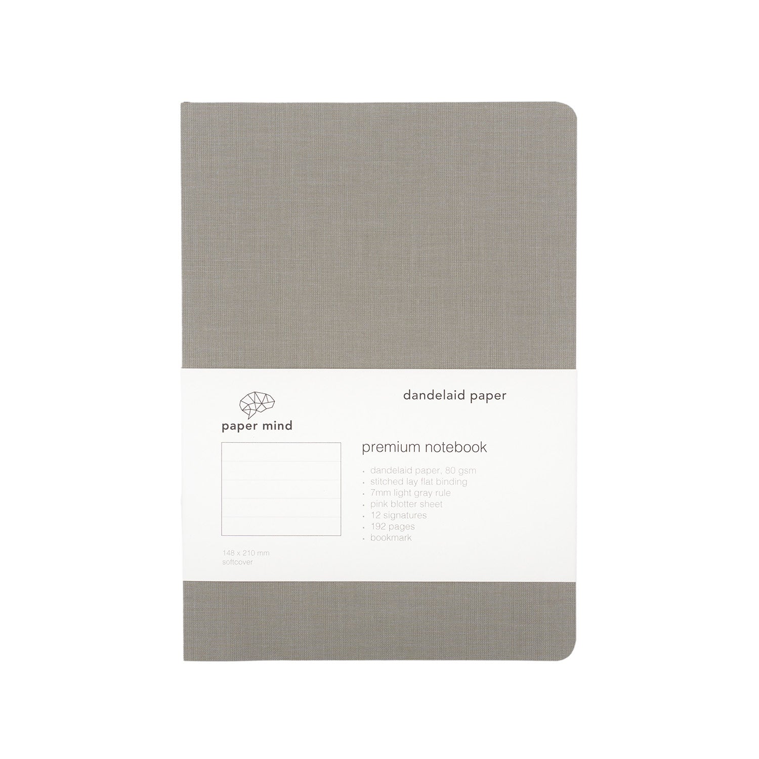 The Paper Mind Dandelaid A5 Notebook Light Gray Ruled front pre order Fountain Pen Friendly Notebook Made in Japan