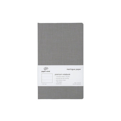 The Paper Mind Meringue Paper Notebook B6 Slim,  Notebook for Fountain Pens, ruled lined, gray cover white background