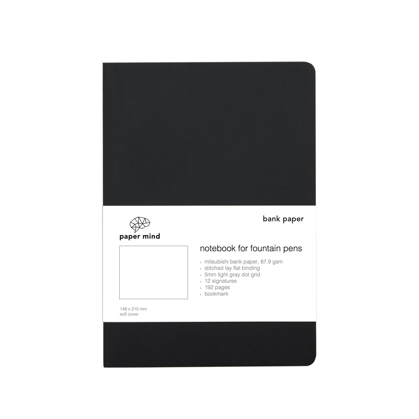 The Paper Mind Mitsubishi Bank Paper Notebook A5 Black Got Grid Fountain Pen Friendly