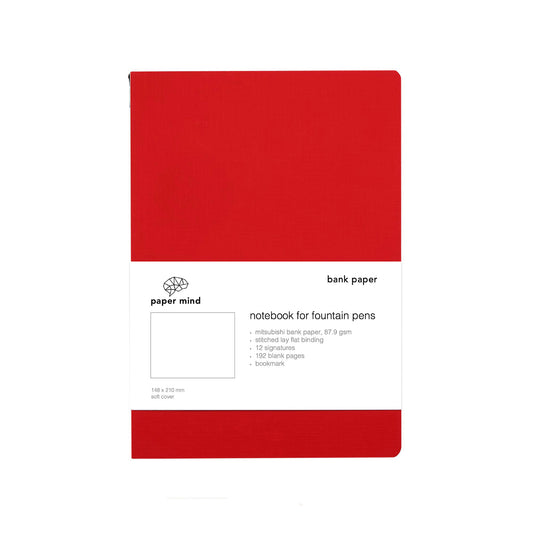 The Paper Mind Mitsubishi Bank Paper Notebook A5 Red Blank Fountain Pen Friendly