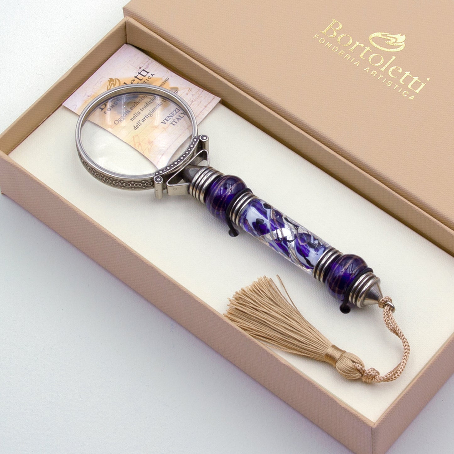 Bortoletti Magnifying Glass - Blue Murano Glass - Made in Italy