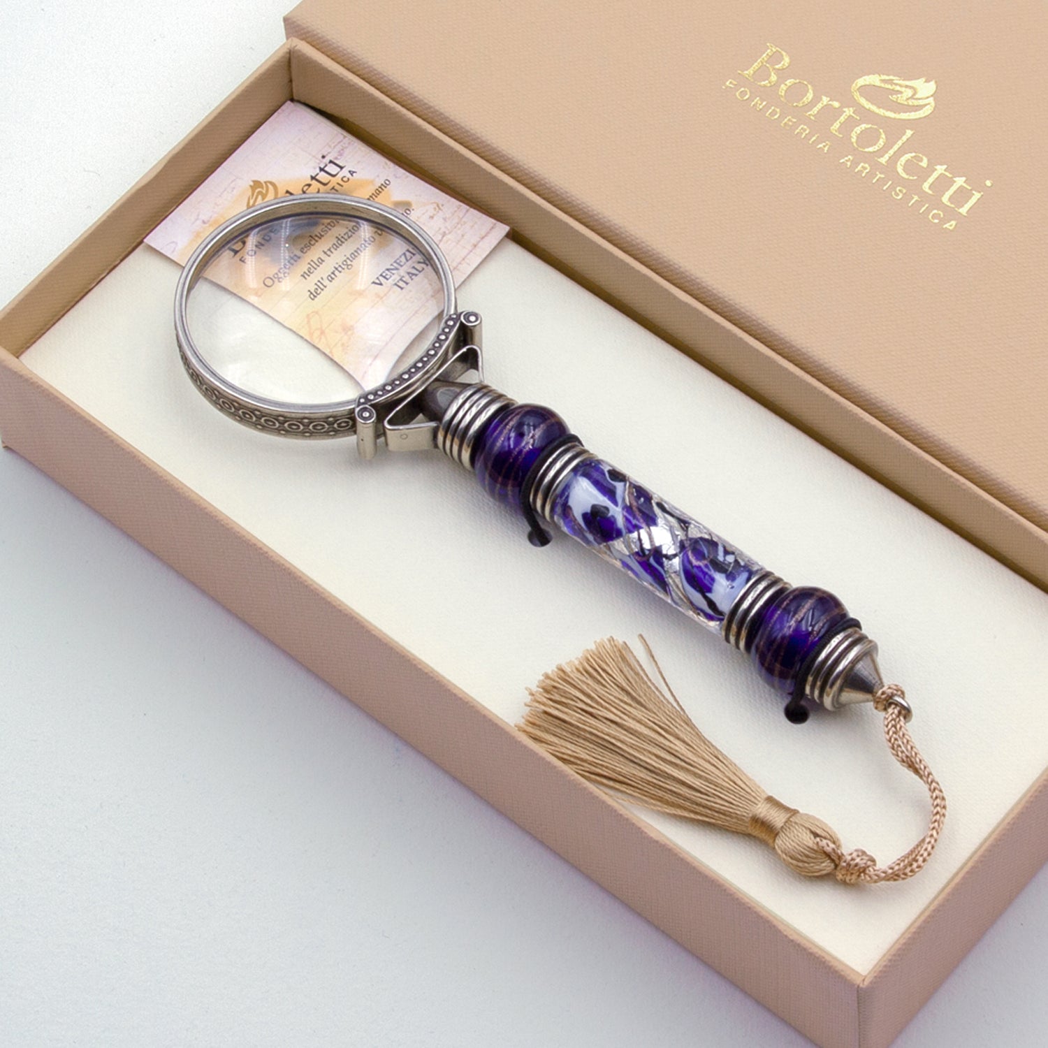 Bortoletti Magnifying Glass - Blue Murano Glass - Made in Italy