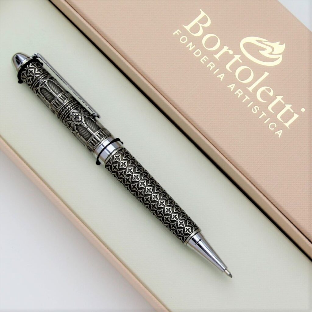 Bortoletti Ca d'Oro White Bronze Ballpoint Pen - Made in Italy box
