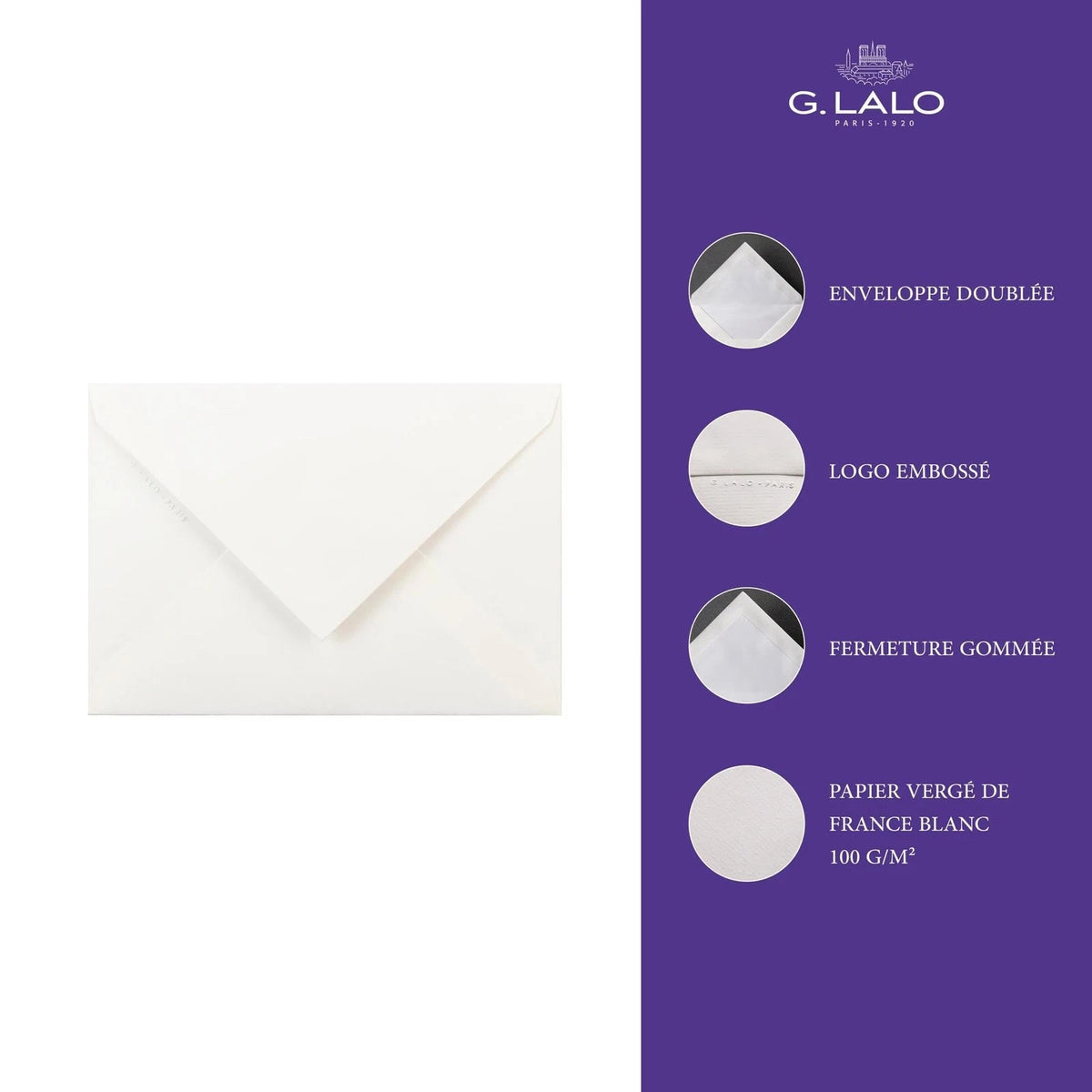 G. Lalo Vergé de France Envelopes C6 - Made in France white details
