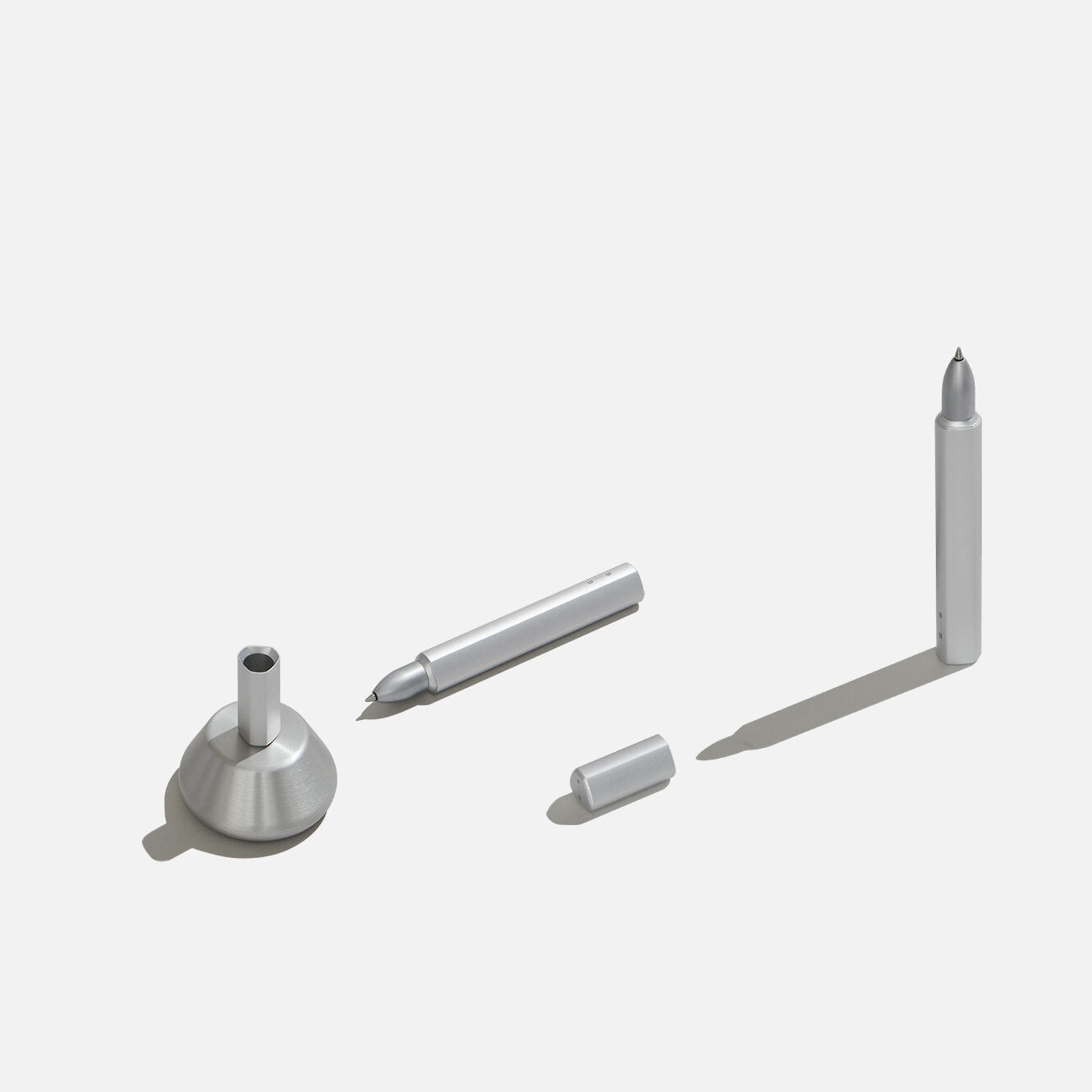 Onigiri Pen for the Desk in silver With Magnetic Pen Stand Base Made in the UK Desk Pen