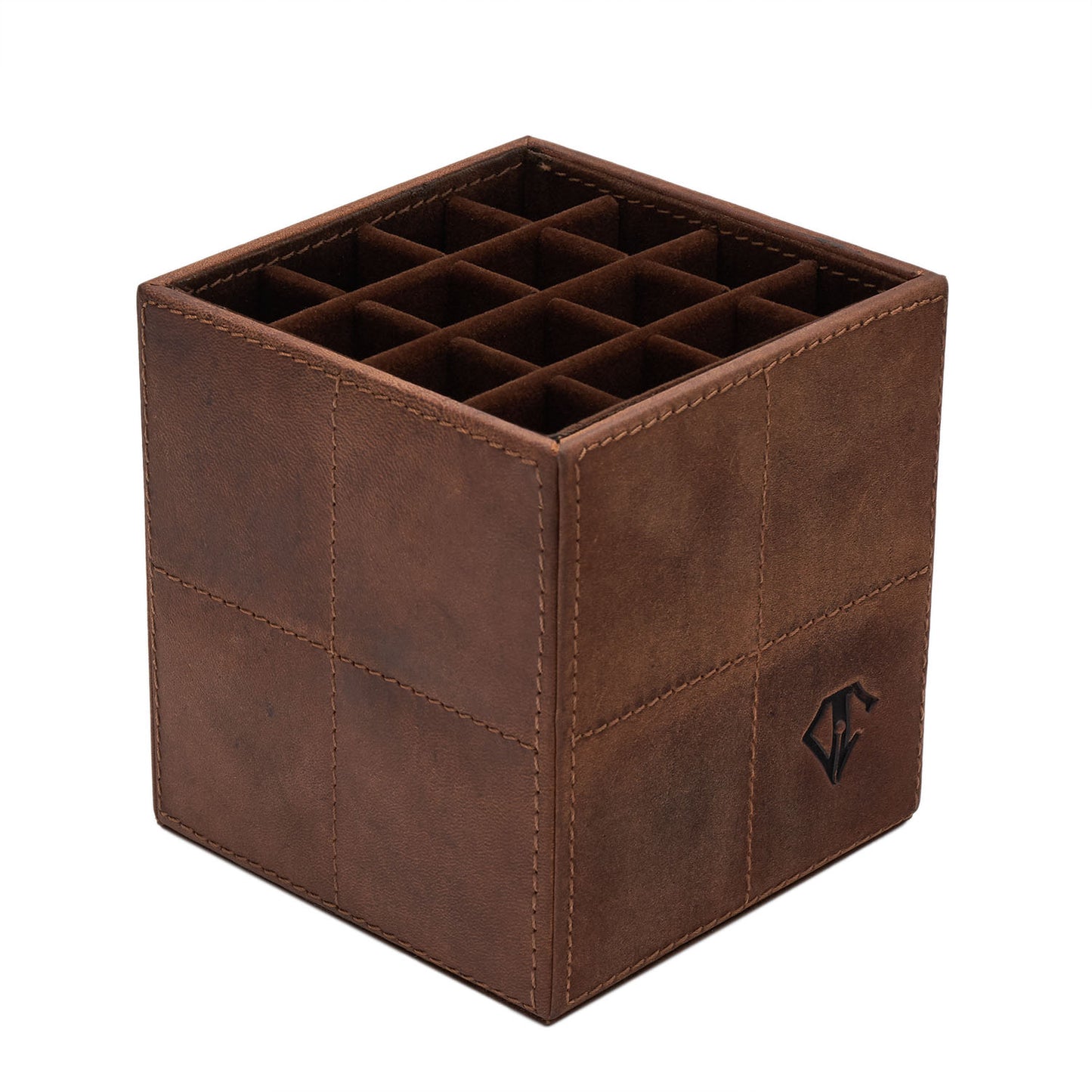 Dee Charles Leather 4x4 Pen Cube Saddle Brown 