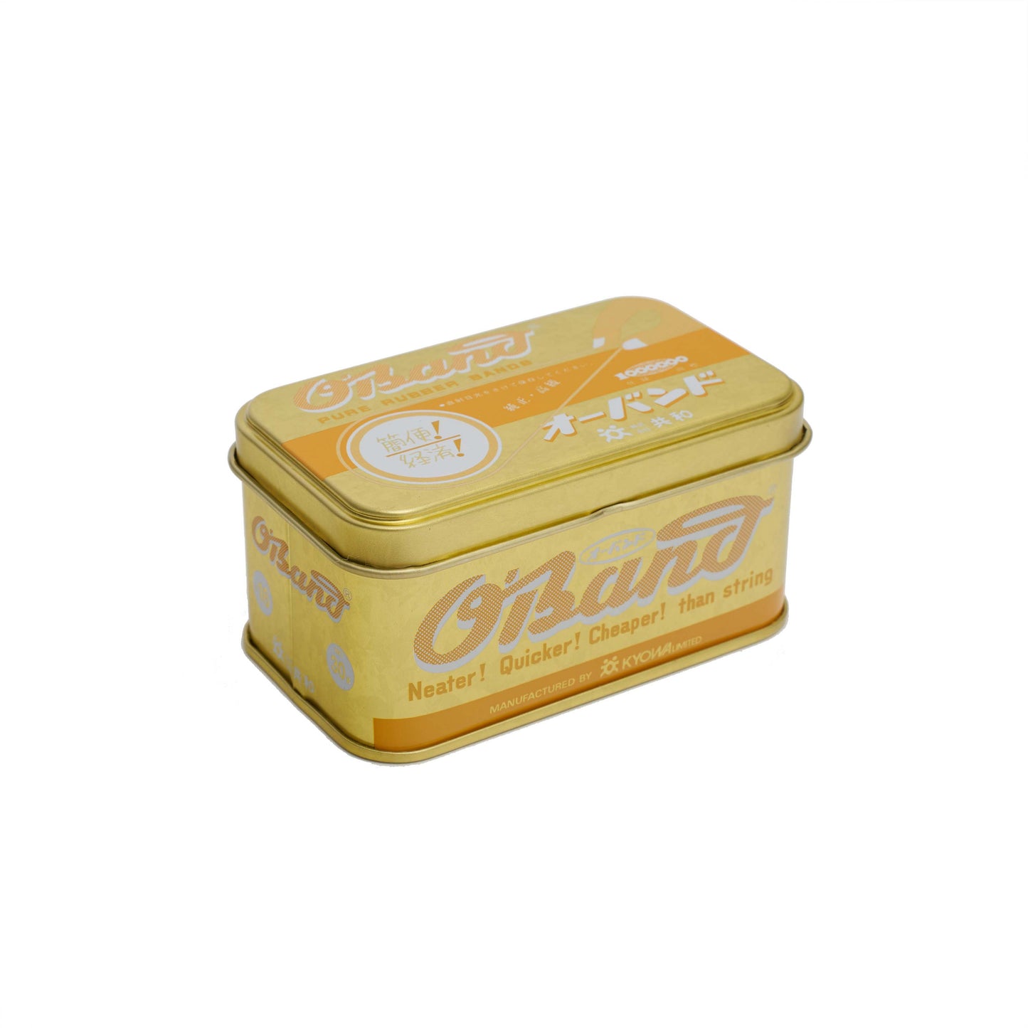 Kyowa O'Band Rubber Bands in Gold Tin 8 rainbow colors.