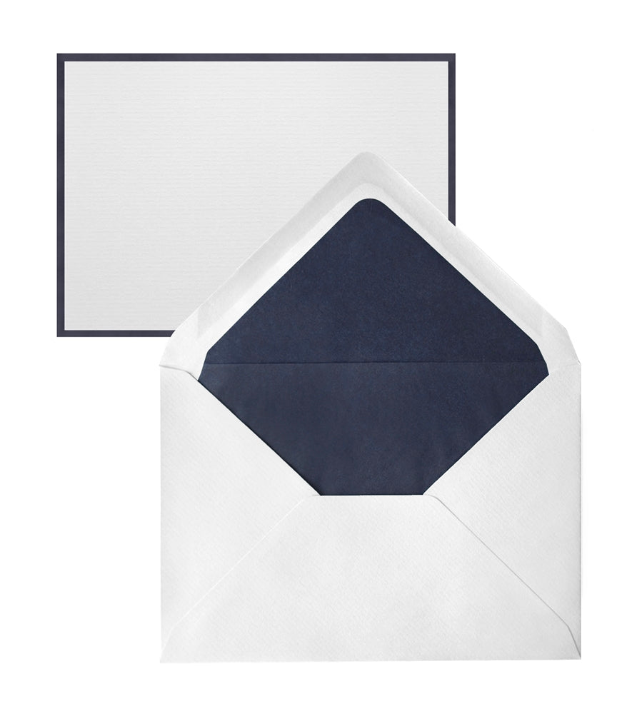 Original Crown Mill Bi-Color Note Card Letter Set white and navy fountain pen friendly