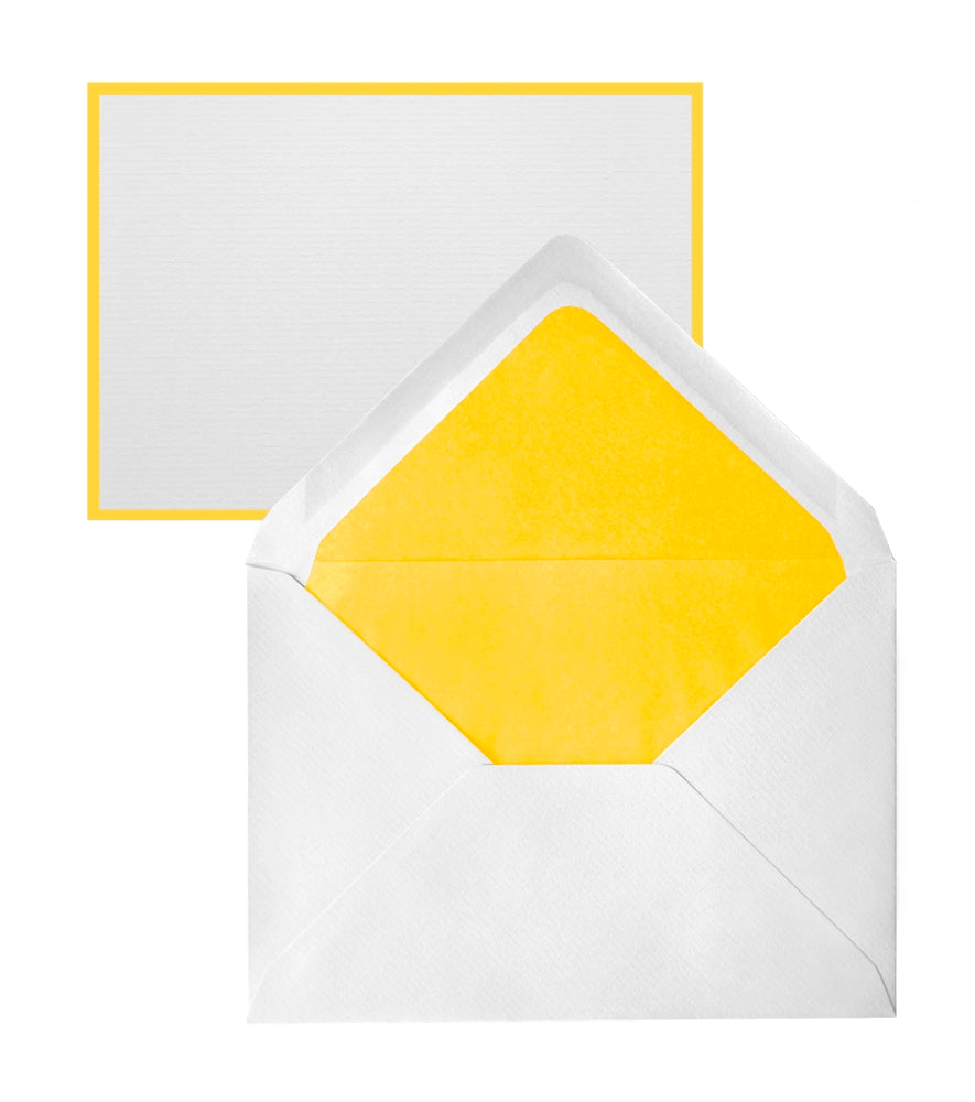 Original Crown Mill Bi-Color Note Card Letter Set white and yellow fountain pen friendly