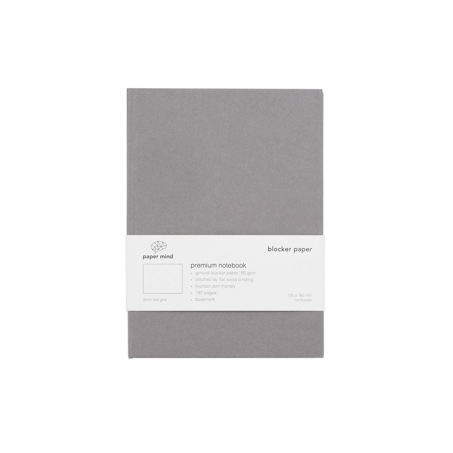 The Paper Mind Blocker Paper Hardcover Notebook Fountain Pen Friendly Gray Dot Grid
