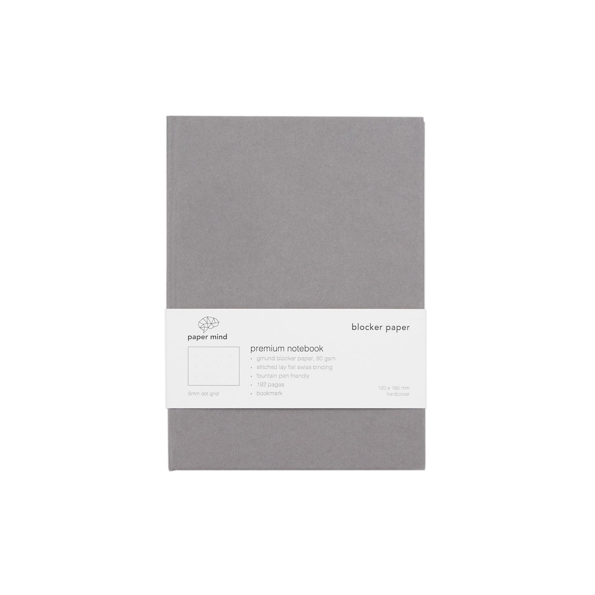 The Paper Mind Blocker Paper Hardcover Notebook Fountain Pen Friendly Gray Dot Grid