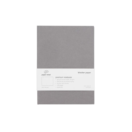 The Paper Mind Blocker Paper Hardcover Notebook Fountain Pen Friendly Gray Dot Grid