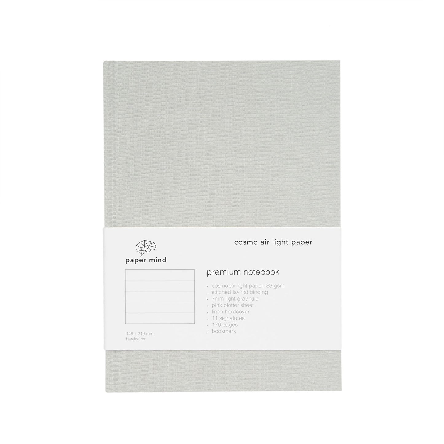 The Paper Mind Cosmo Air Light A5 Hardcover Notebook Fountain Pen Friendly Gray Ruled
