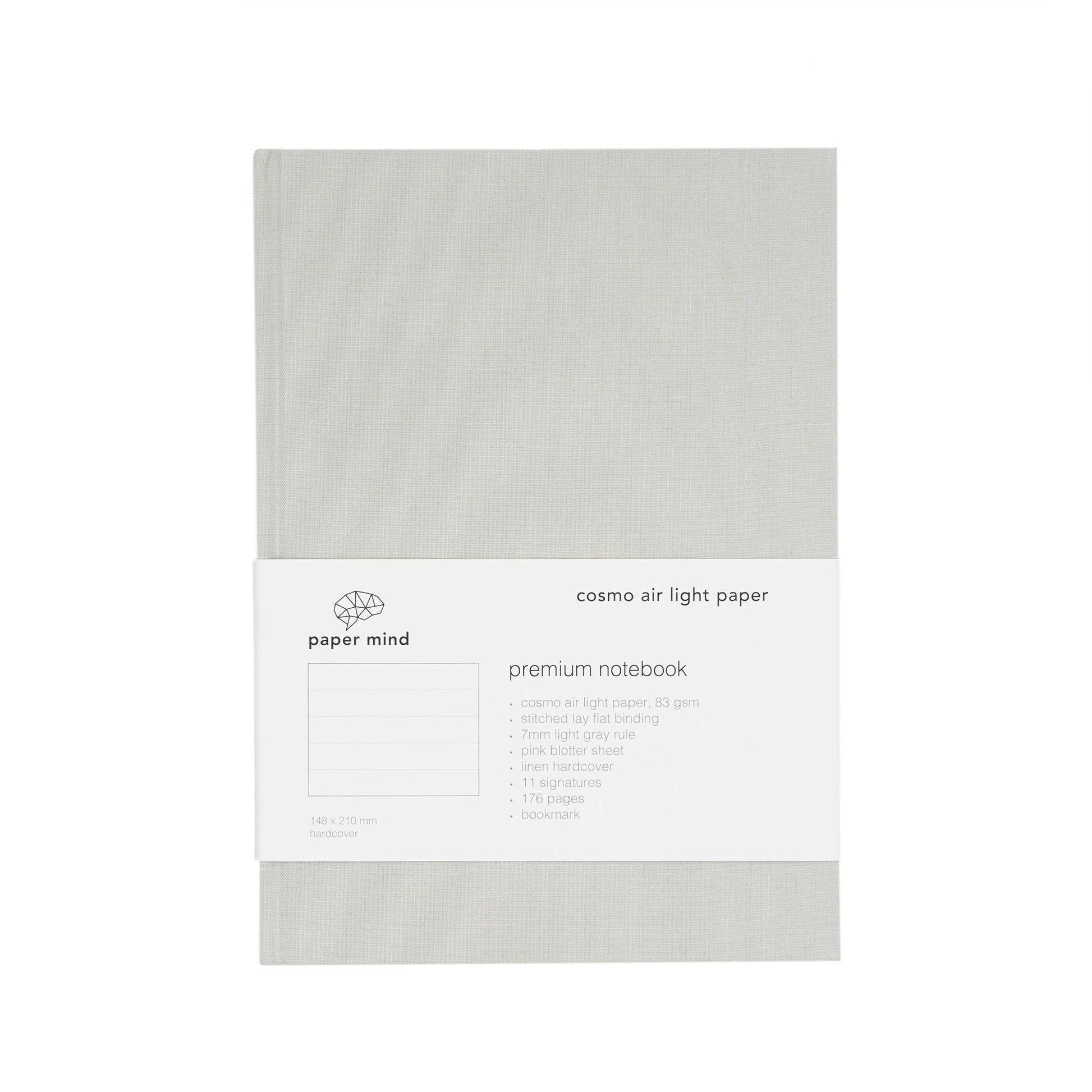 The Paper Mind Cosmo Air Light A5 Hardcover Notebook Fountain Pen Friendly Gray Ruled