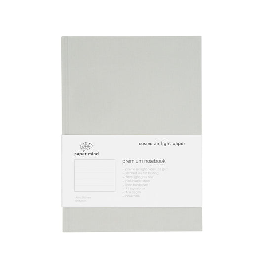 The Paper Mind Cosmo Air Light A5 Hardcover Notebook Fountain Pen Friendly Gray Ruled