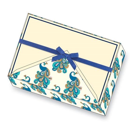 Classica Italiana 100% Cotton Letter Set - 4 x 6" Blue Peacock Pattern Fountain Pen Friendly