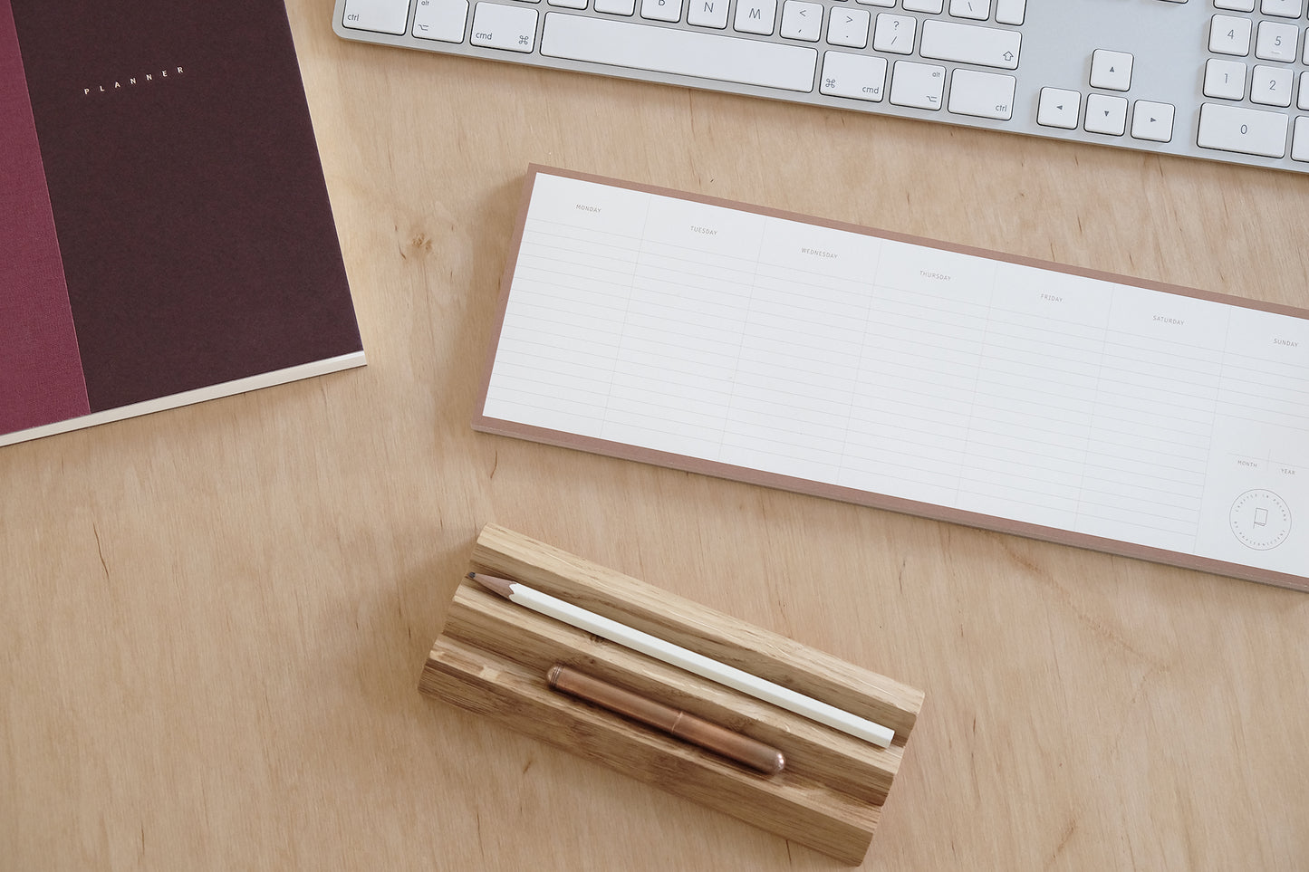 Oak Wood Pen Tray - Small