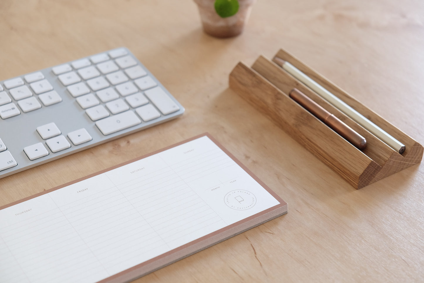 Oak Wood Pen Tray - Small