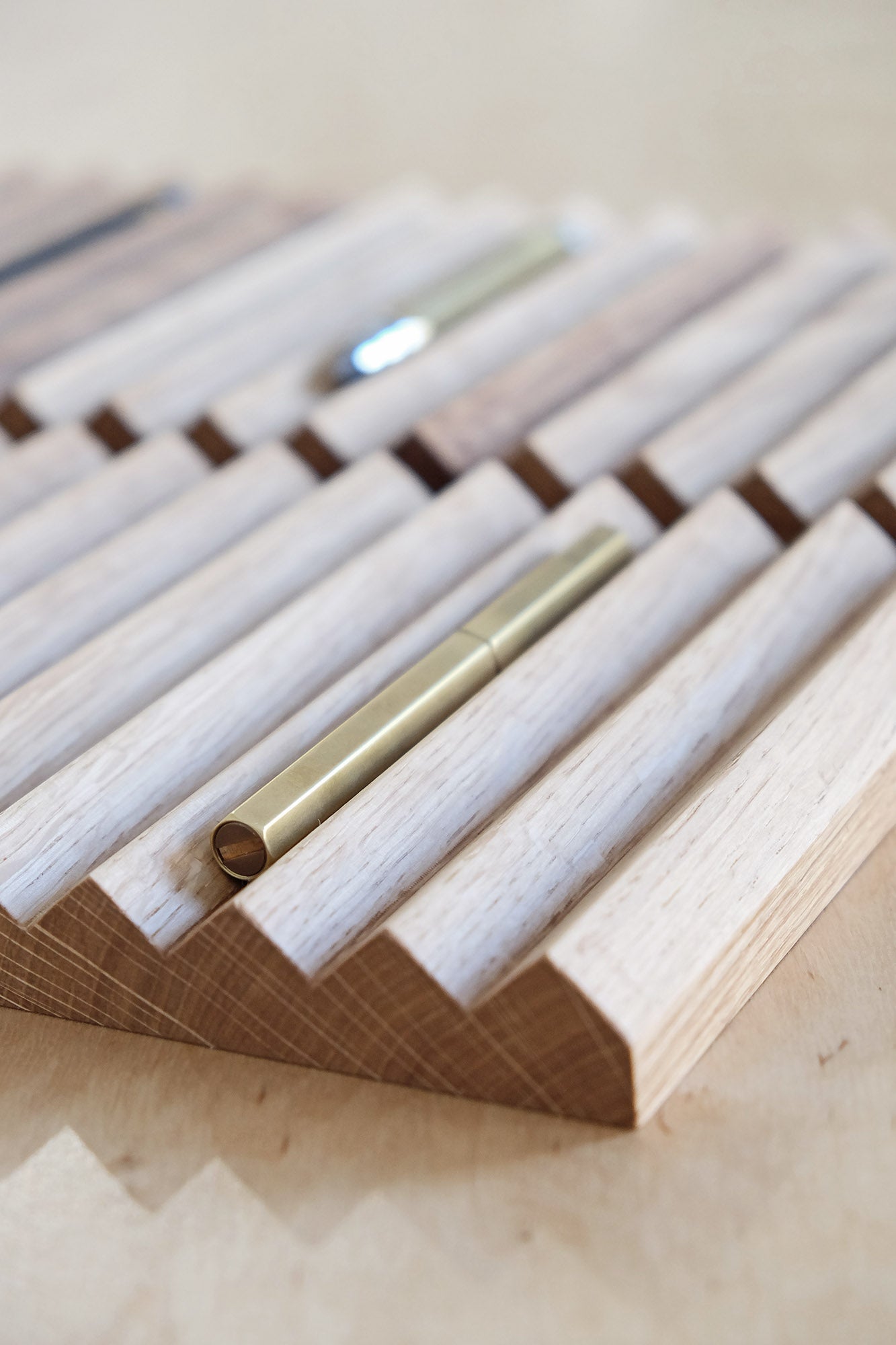 Oak Wood Pen Tray - Medium