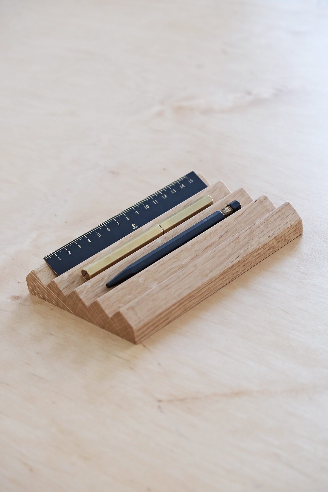 Oak Wood Pen Tray - Large